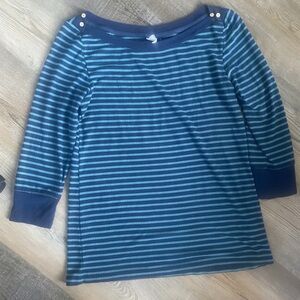 Anthropologie Akemi + Kin Striped Teal Boatneck Top